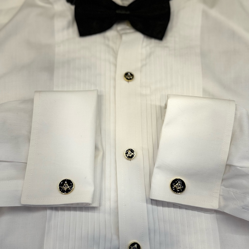 Free Mason Cufflinks and Tuxedo Stud Set Gold Tone New In Box